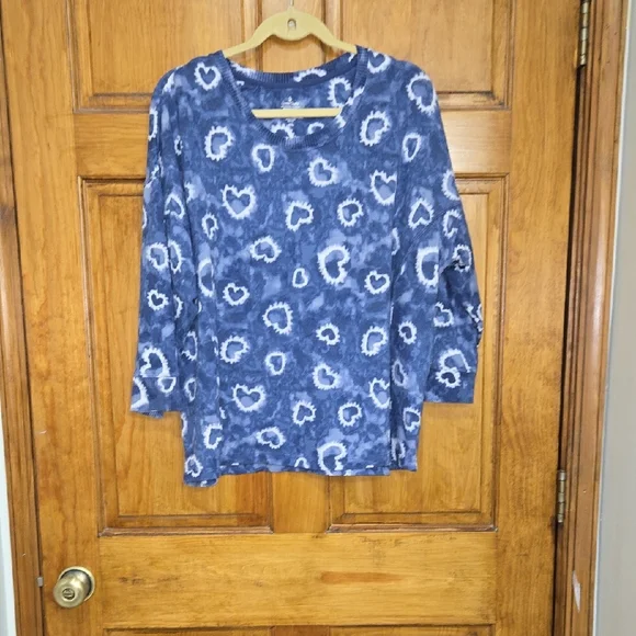 Cuddl Duds Navy and White Heart Pajama Set - Picture 2 of 6